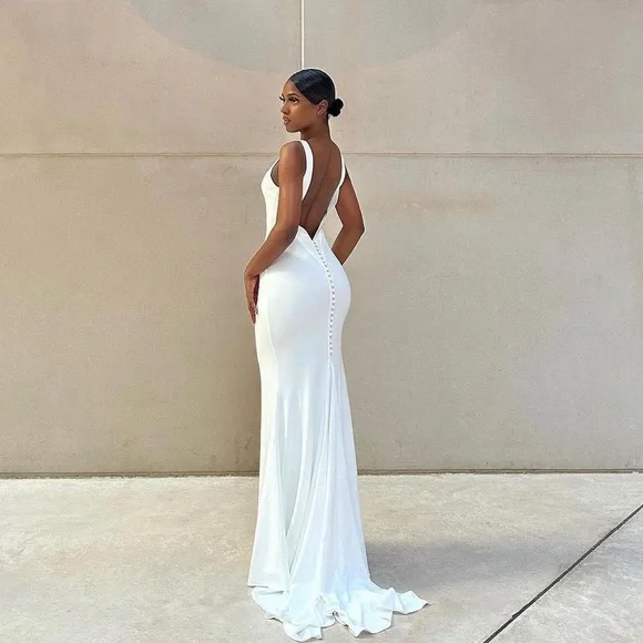 white midi graduation dress Wedtrend Women Elegant White Graduation Dress A Line Off The Shoulder High  Low Hollow Boho Midi Dress – WEDTREND